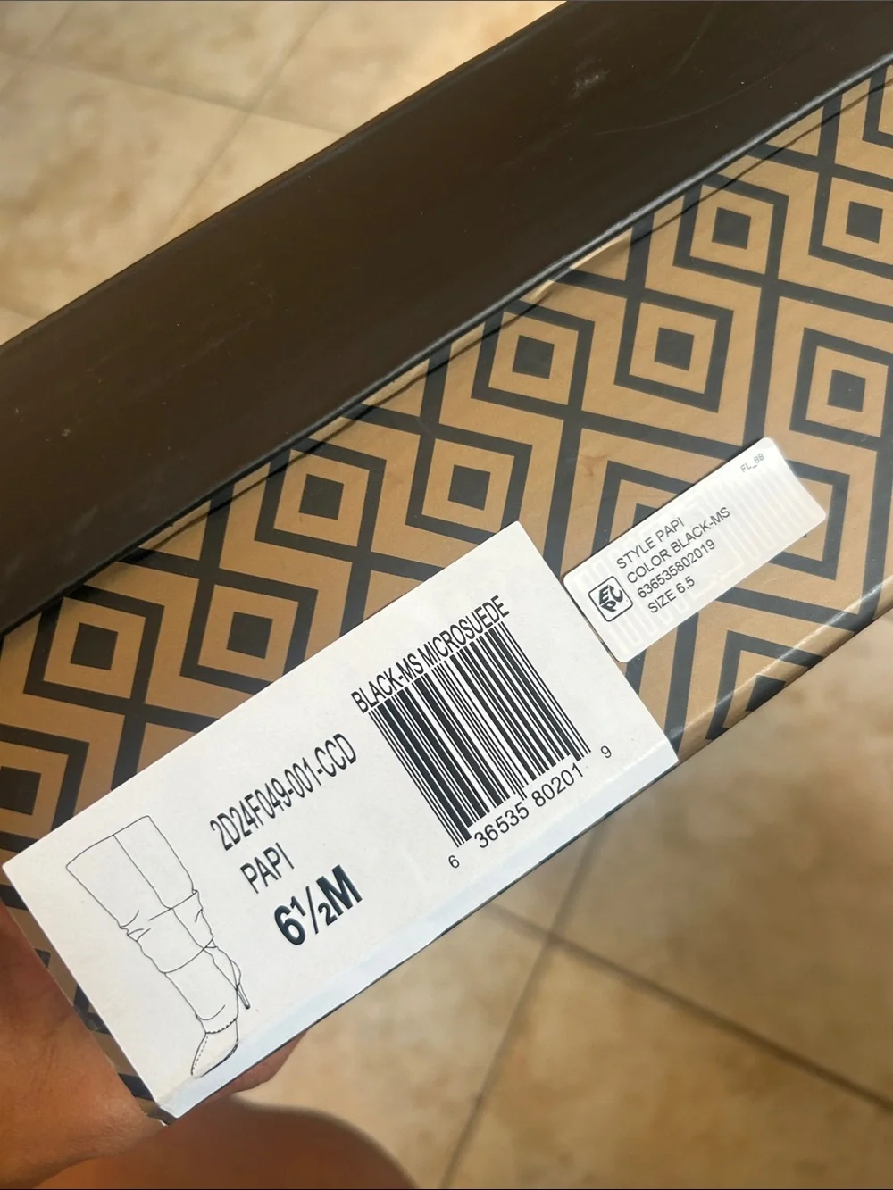 Charles By Charles David Black and Tan Patterned Boot Storage Box